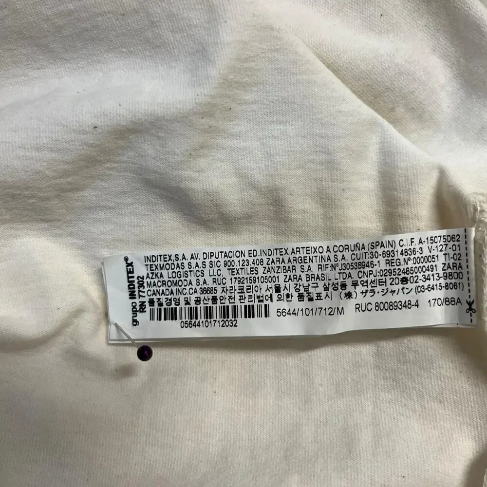 New Zara Dress Womens M Extended Shoulder Midi Tank Cinched Drawcord Waist Ivory - Picture 9 of 16